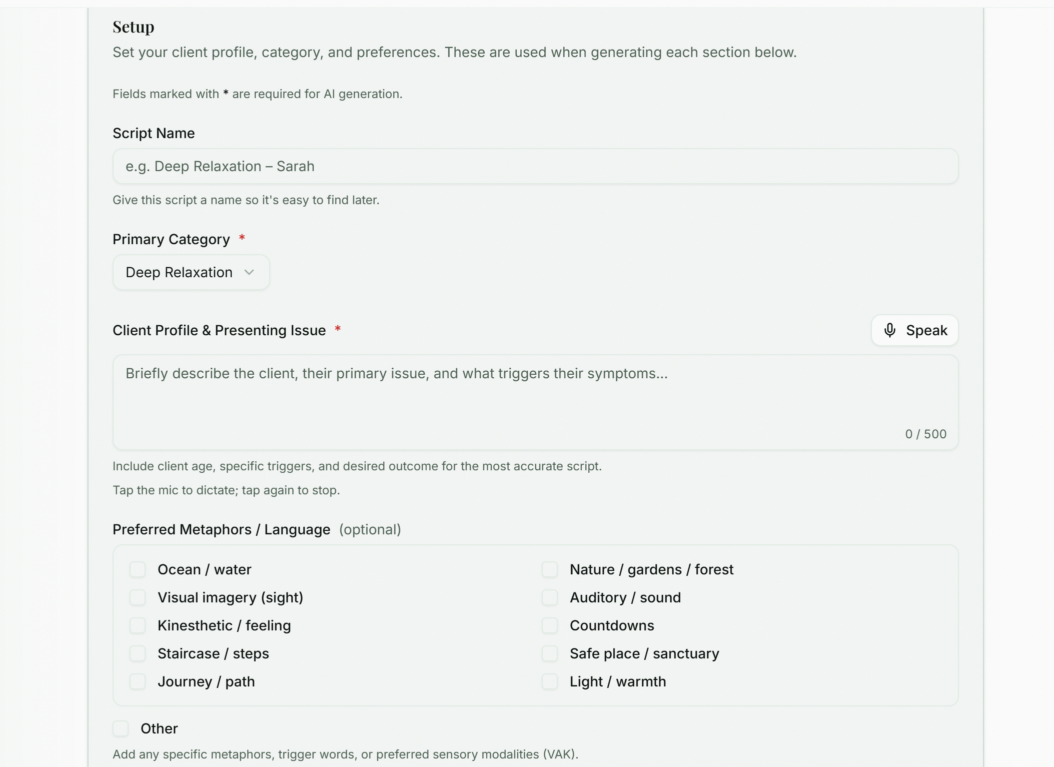 HypnoAdminPro script generation setup screenshot